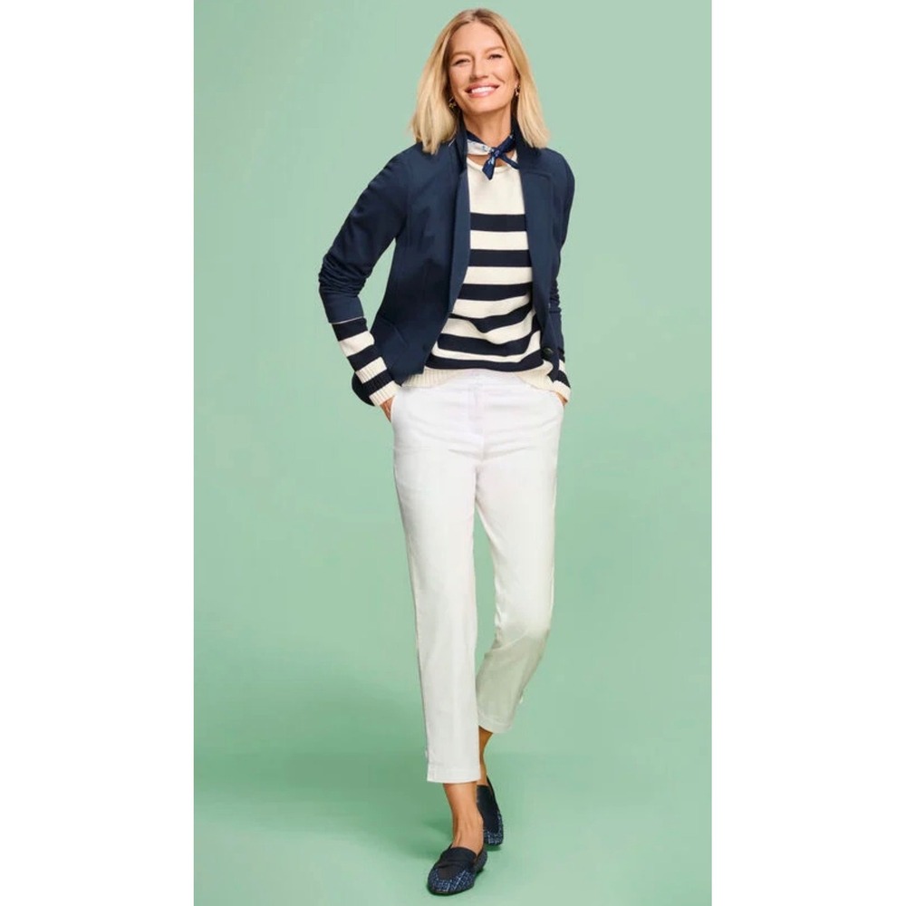 Talbots White Chatham Ankle Pants Womens High Rise Slim Leg Cropped Trousers - Picture 3 of 3